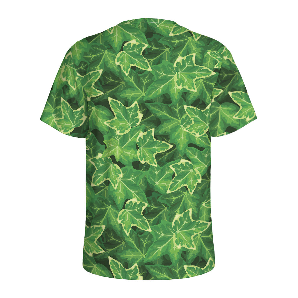 Green Ivy Leaf Pattern Print Men's Sports T-Shirt