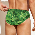 Green Ivy Leaf Pattern Print Men's Swim Briefs