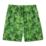 Green Ivy Leaf Pattern Print Men's Swim Trunks