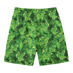 Green Ivy Leaf Pattern Print Men's Swim Trunks