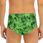 Green Ivy Leaf Pattern Print Men's Triangle Swim Briefs