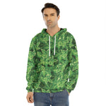 Green Ivy Leaf Pattern Print Men's Velvet Pullover Hoodie