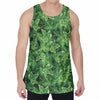 Green Ivy Leaf Pattern Print Men's Velvet Tank Top