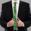 Green Ivy Leaf Pattern Print Necktie