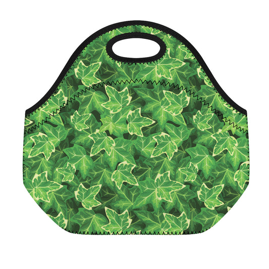 Green Ivy Leaf Pattern Print Neoprene Lunch Bag