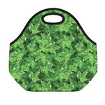 Green Ivy Leaf Pattern Print Neoprene Lunch Bag