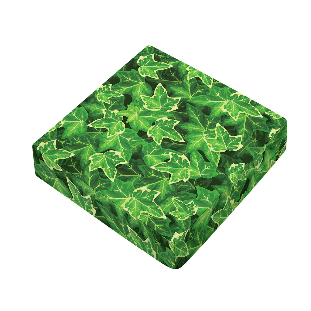 Green Ivy Leaf Pattern Print Outdoor Seat Cushion Cover