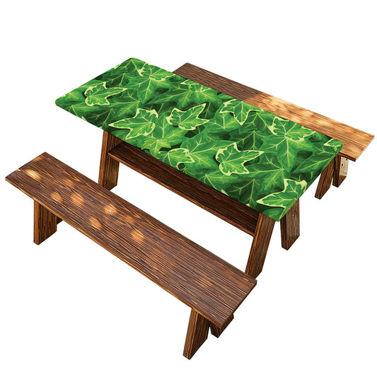 Green Ivy Leaf Pattern Print Picnic Table Cover