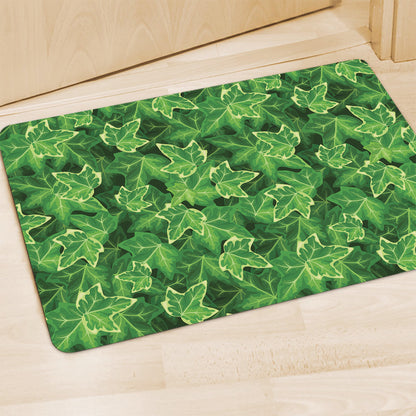 Green Ivy Leaf Pattern Print Polyester Doormat