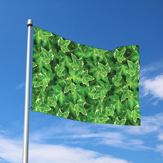 Green Ivy Leaf Pattern Print Polyester Flag