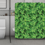 Green Ivy Leaf Pattern Print Polyester Shower Curtain