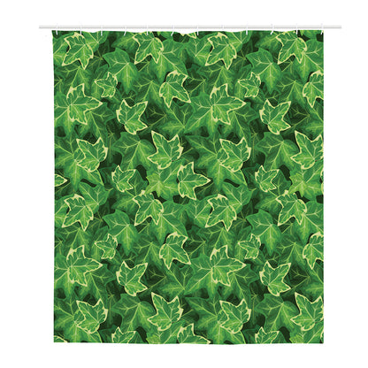 Green Ivy Leaf Pattern Print Polyester Shower Curtain
