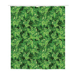 Green Ivy Leaf Pattern Print Polyester Shower Curtain