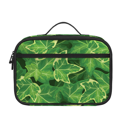 Green Ivy Leaf Pattern Print Portable Lunch Bag