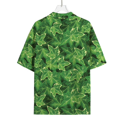 Green Ivy Leaf Pattern Print Rayon Hawaiian Shirt