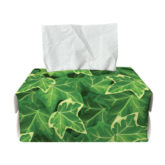 Green Ivy Leaf Pattern Print Rectangle Tissue Box Cover