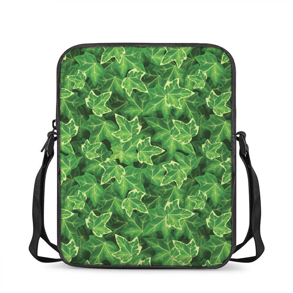 Green Ivy Leaf Pattern Print Rectangular Crossbody Bag