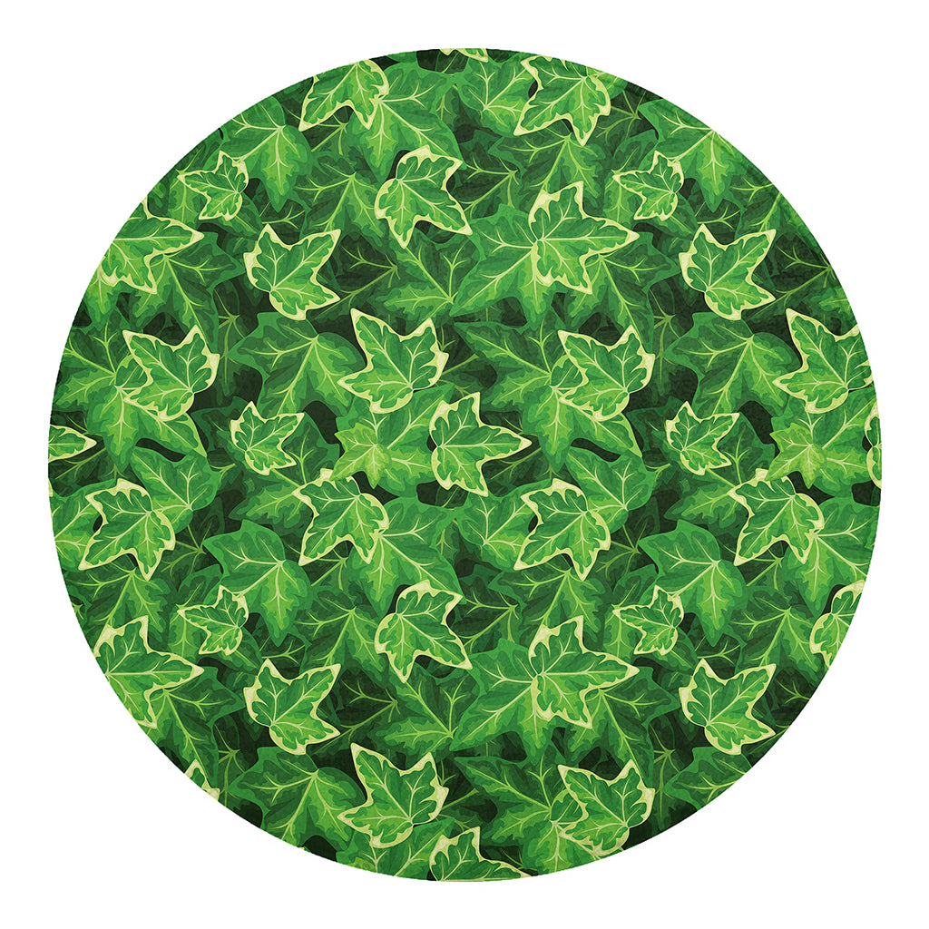 Green Ivy Leaf Pattern Print Round Blanket