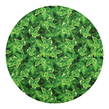 Green Ivy Leaf Pattern Print Round Blanket
