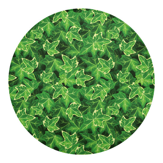 Green Ivy Leaf Pattern Print Round Blanket