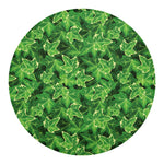 Green Ivy Leaf Pattern Print Round Blanket