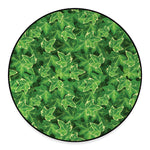 Green Ivy Leaf Pattern Print Round Floor Mat