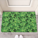 Green Ivy Leaf Pattern Print Rubber Doormat