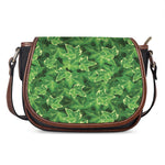 Green Ivy Leaf Pattern Print Saddle Bag