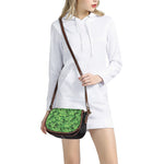 Green Ivy Leaf Pattern Print Saddle Bag