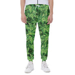 Green Ivy Leaf Pattern Print Scuba Joggers