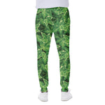 Green Ivy Leaf Pattern Print Scuba Joggers