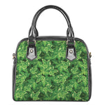 Green Ivy Leaf Pattern Print Shoulder Handbag