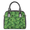 Green Ivy Leaf Pattern Print Shoulder Handbag