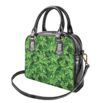 Green Ivy Leaf Pattern Print Shoulder Handbag