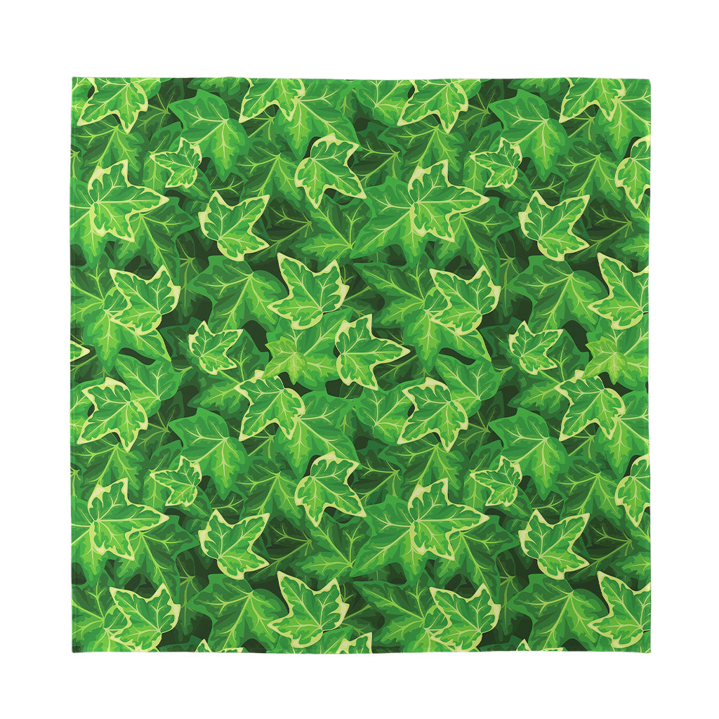 Green Ivy Leaf Pattern Print Silk Bandana