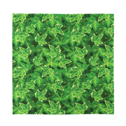 Green Ivy Leaf Pattern Print Silk Bandana