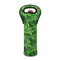 Green Ivy Leaf Pattern Print Single Neoprene Wine Tote