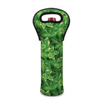 Green Ivy Leaf Pattern Print Single Neoprene Wine Tote