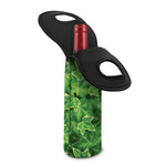 Green Ivy Leaf Pattern Print Single Neoprene Wine Tote