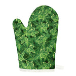 Green Ivy Leaf Pattern Print Single Oven Mitt