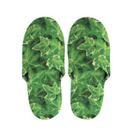 Green Ivy Leaf Pattern Print Slippers