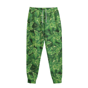 Green Ivy Leaf Pattern Print Sweatpants