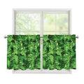 Green Ivy Leaf Pattern Print Tier Curtains