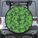 Green Ivy Leaf Pattern Print Tire Cover With Camera Hole
