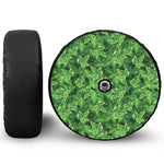 Green Ivy Leaf Pattern Print Tire Cover With Camera Hole