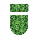 Green Ivy Leaf Pattern Print Toilet Lid And Tank Cover Set