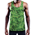 Green Ivy Leaf Pattern Print Men's Workout Tank Top