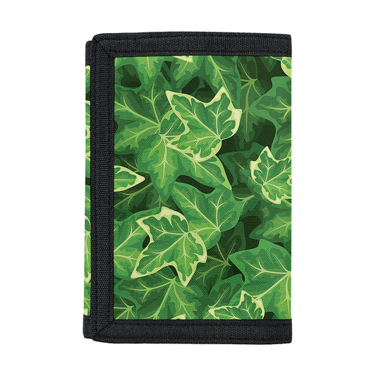 Green Ivy Leaf Pattern Print Trifold Wallet