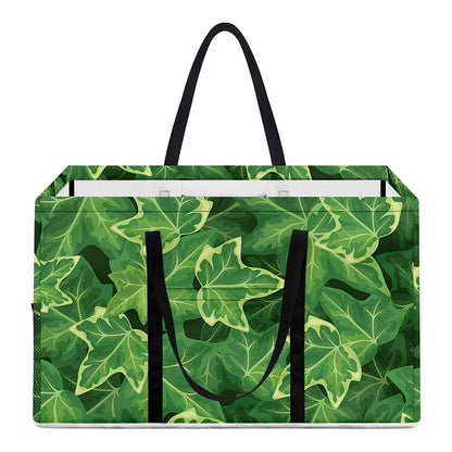 Green Ivy Leaf Pattern Print Utility Tote Bag