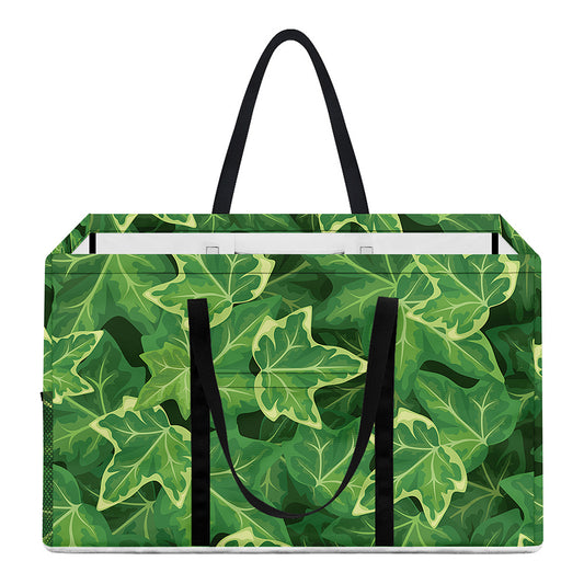 Green Ivy Leaf Pattern Print Utility Tote Bag